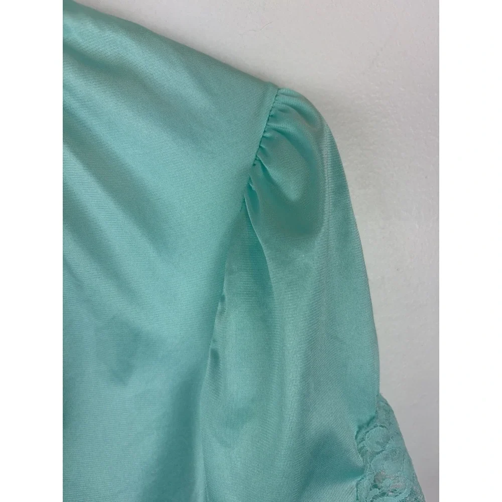 Vintage Lorraine Nightgown Robe Womens Small Button Mint Green Satin USA